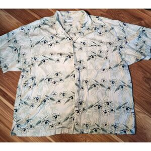 Silk Mens 2XL Hawaiian Shirt Knights Bridge Cream Silk Floral Tropical‎ Vacation